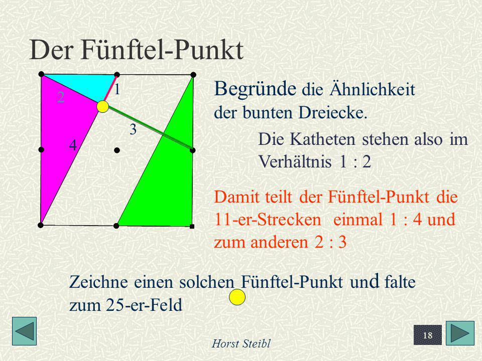 Der Fünftel-Punkt Begründe die Ähnlichkeit der bunten Dreiecke.