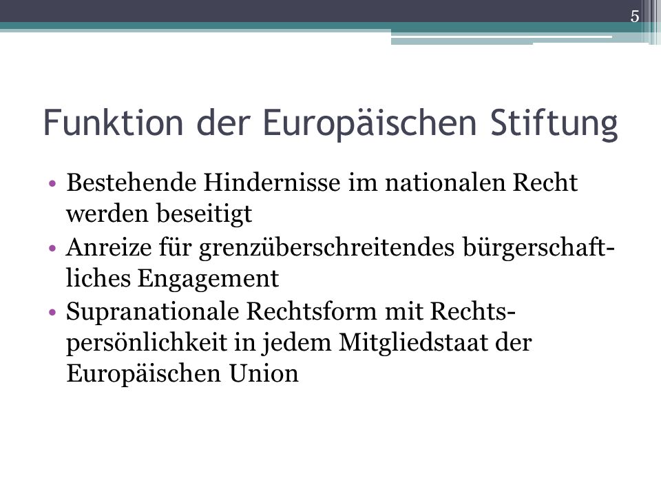 Funktion der Europäischen Stiftung
