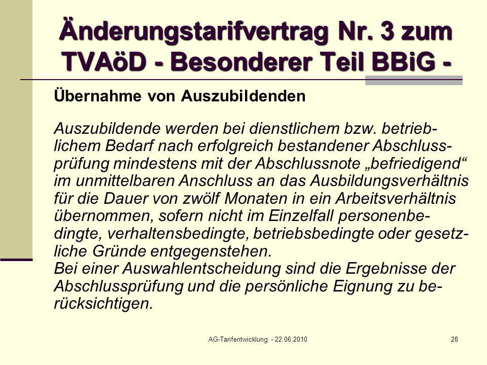 Änderungstarifvertrag Nr. 3 zum TVAöD - Besonderer Teil BBiG -