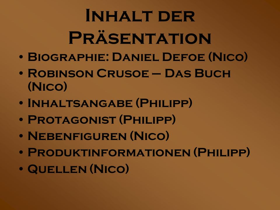 Inhalt der Präsentation