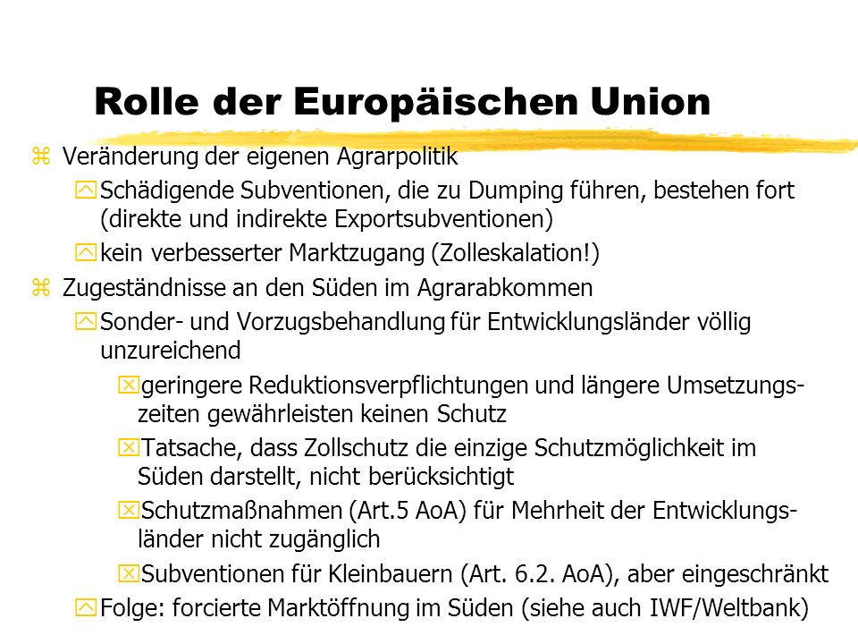 Rolle der Europäischen Union