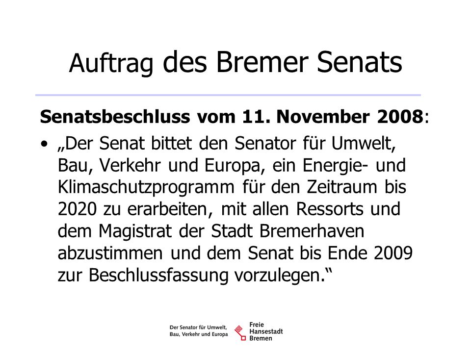 Auftrag des Bremer Senats
