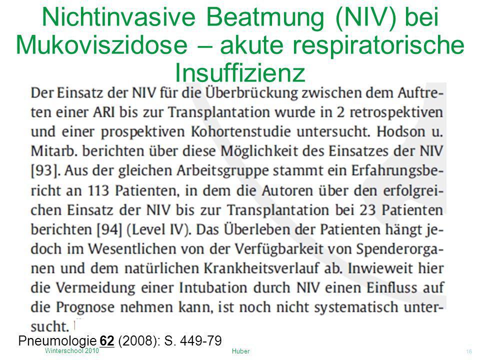 Nichtinvasive Beatmung (NIV) bei Mukoviszidose – akute respiratorische Insuffizienz