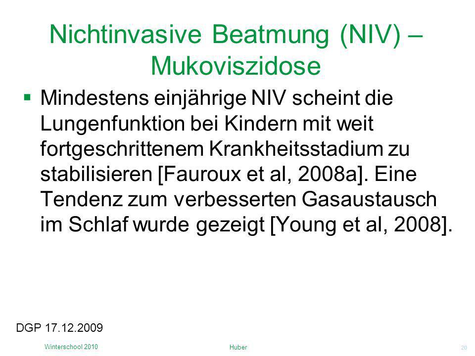 Nichtinvasive Beatmung (NIV) – Mukoviszidose