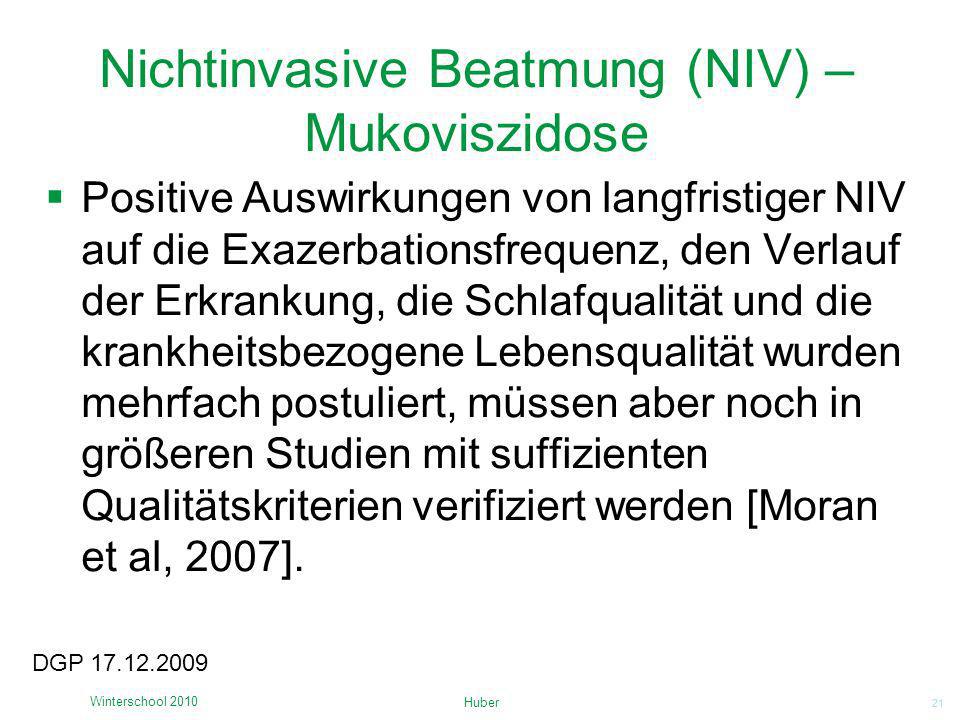 Nichtinvasive Beatmung (NIV) – Mukoviszidose