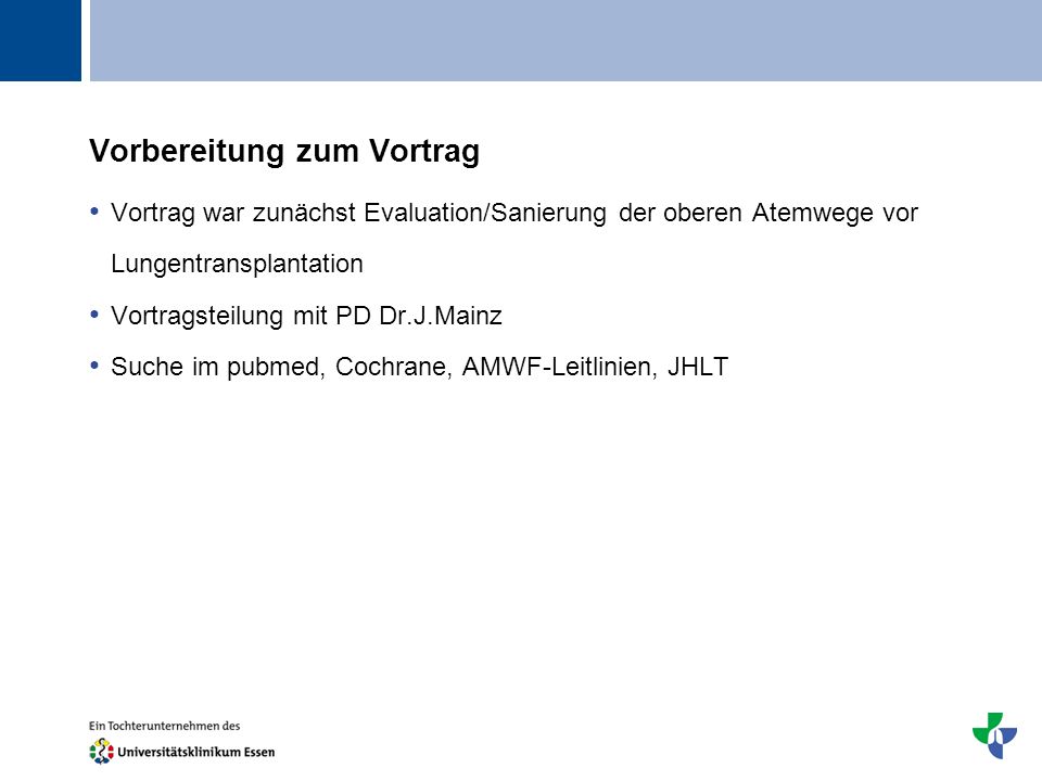 Vorbereitung zum Vortrag