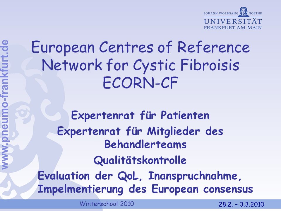 European Centres of Reference Network for Cystic Fibroisis ECORN-CF