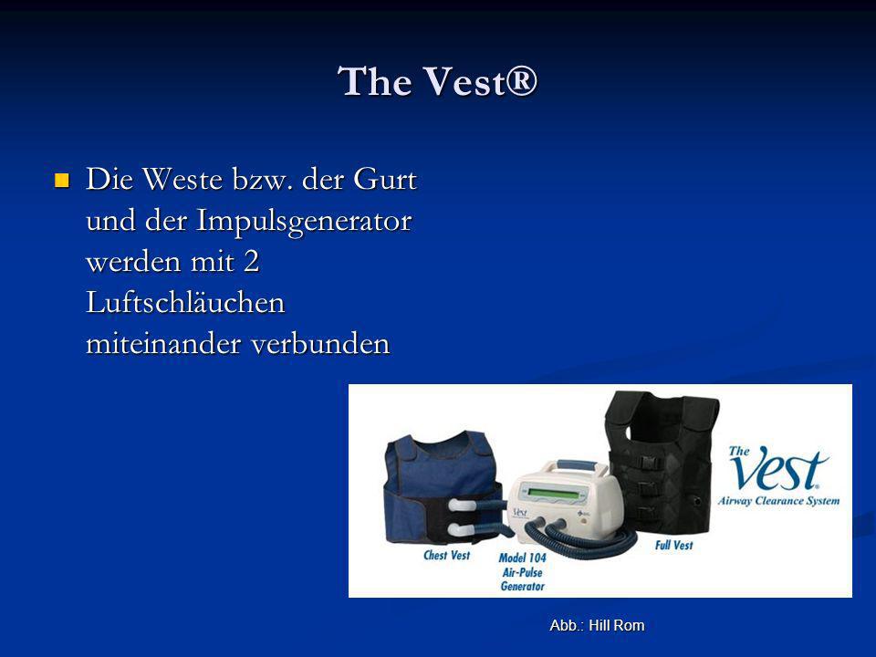The Vest® Die Weste bzw. der Gurt und der Impulsgenerator werden mit 2 Luftschläuchen miteinander verbunden.