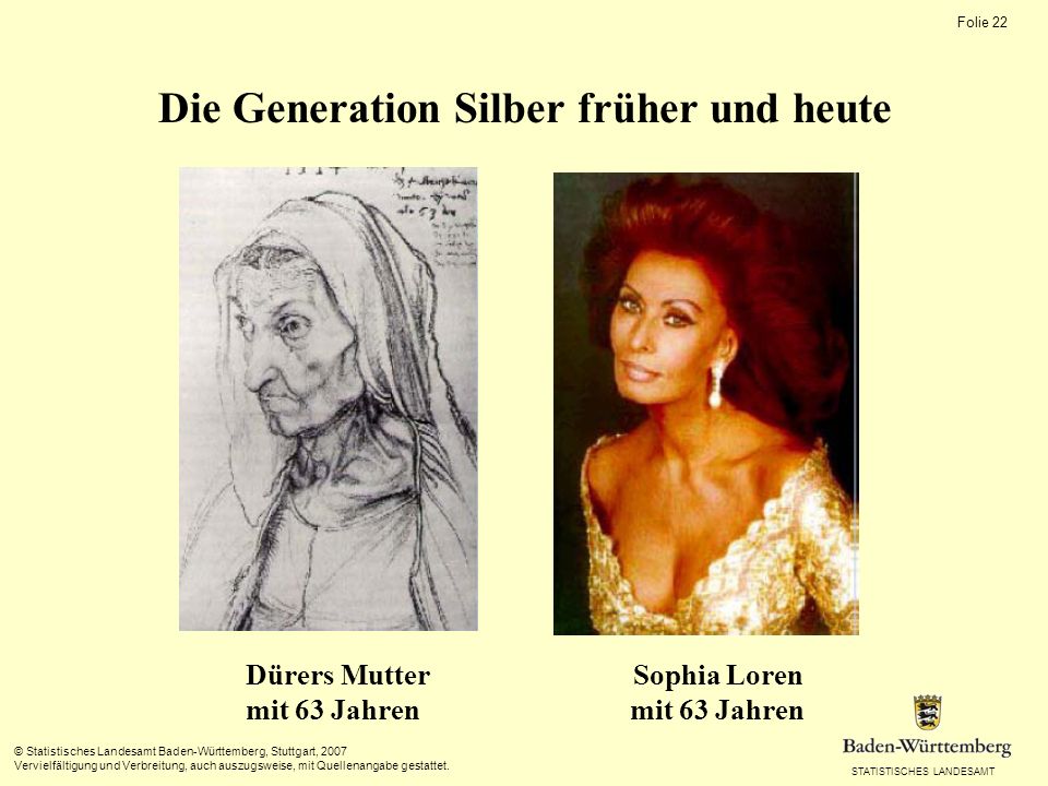 Die Generation Silber früher und heute Dürers Mutter Sophia Loren mit 63 Jahren mit 63 Jahren