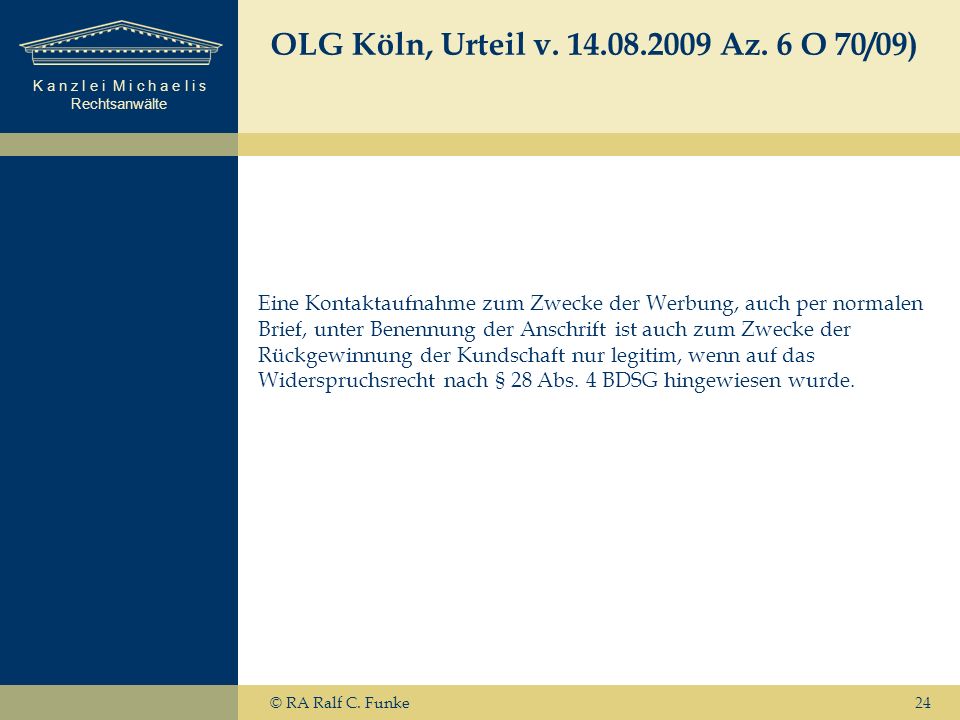 OLG Köln, Urteil v Az. 6 O 70/09)