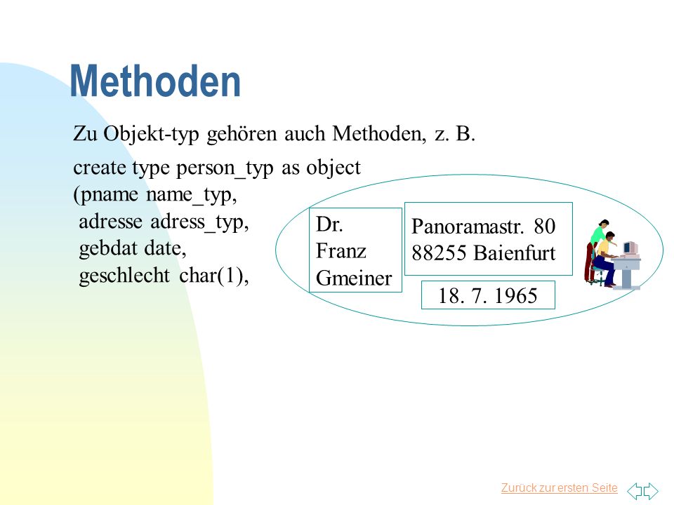 Methoden Zu Objekt-typ gehören auch Methoden, z. B.