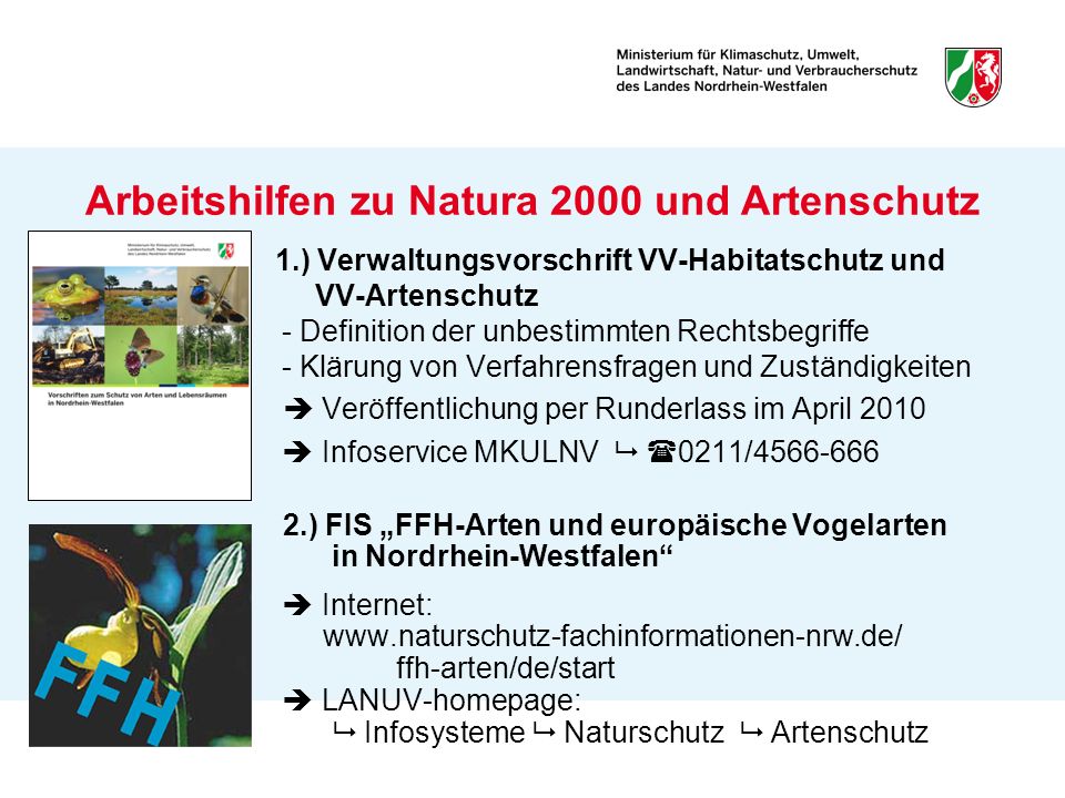 Arbeitshilfen zu Natura 2000 und Artenschutz