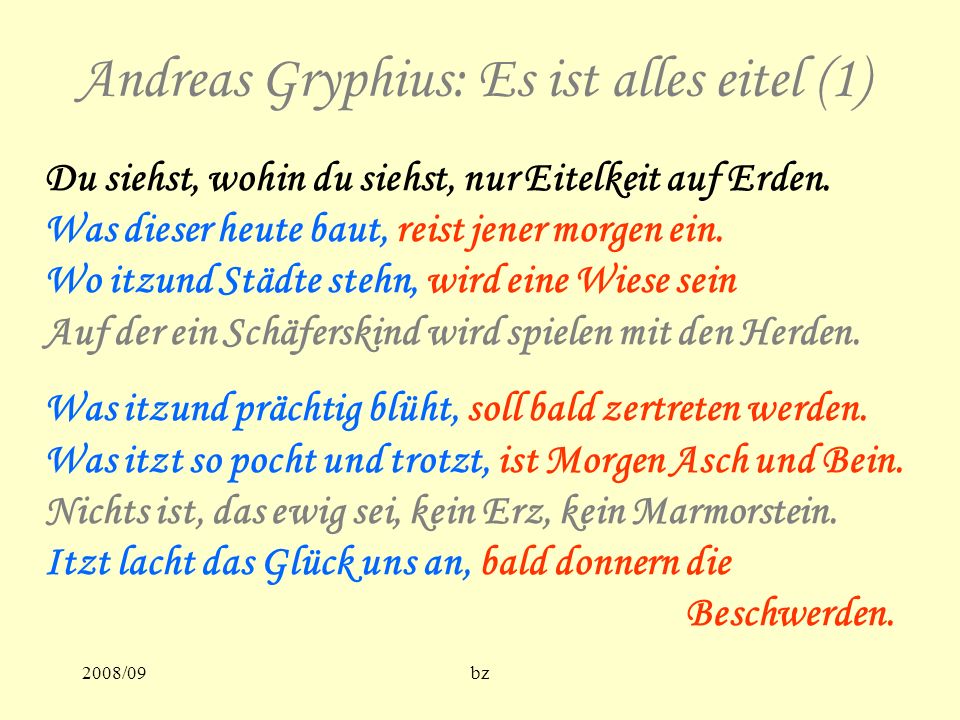 Andreas Gryphius: Es ist alles eitel (1)