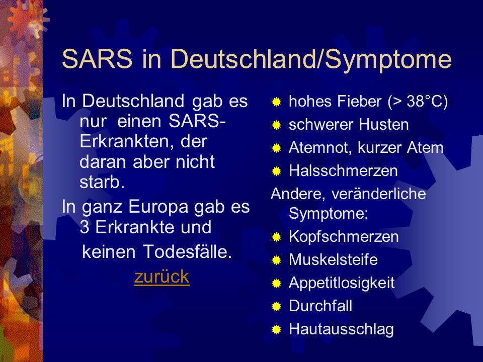 SARS in Deutschland/Symptome