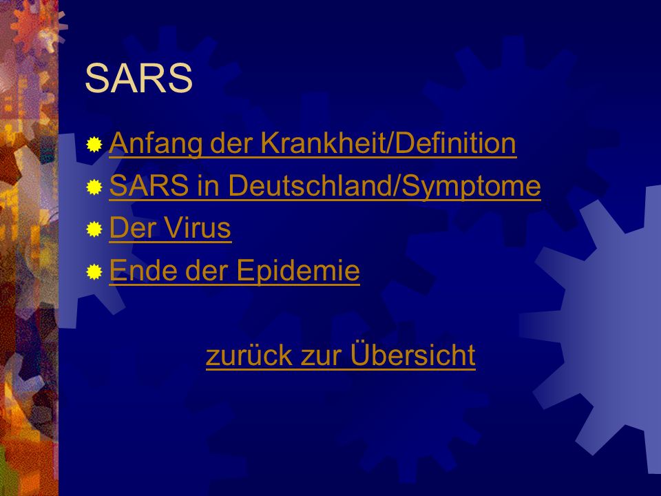 SARS Anfang der Krankheit/Definition SARS in Deutschland/Symptome