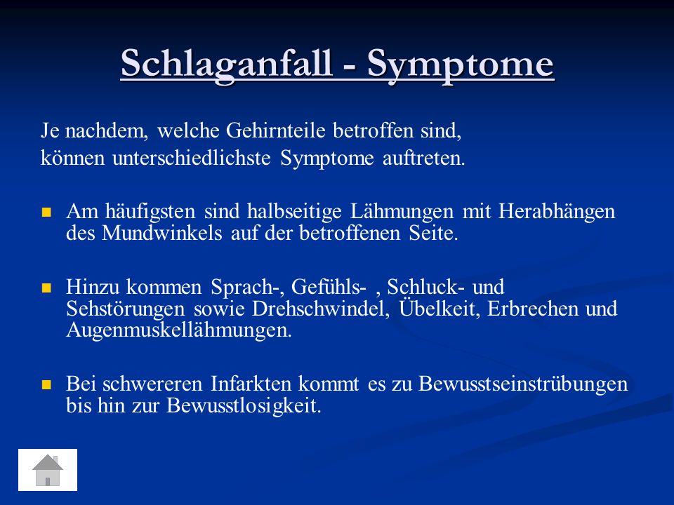 Schlaganfall - Symptome