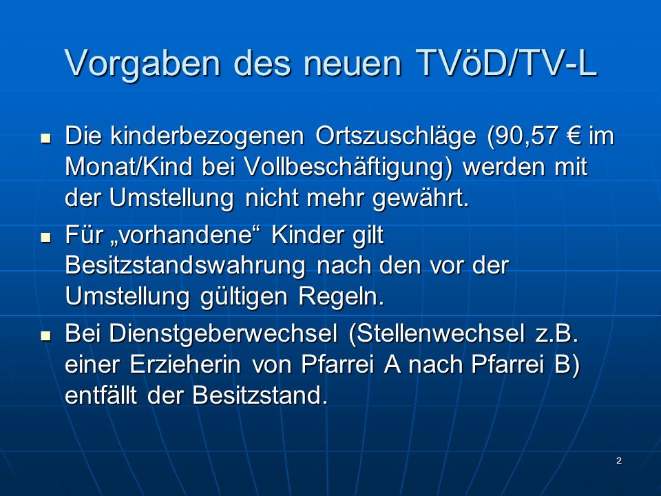 Vorgaben des neuen TVöD/TV-L
