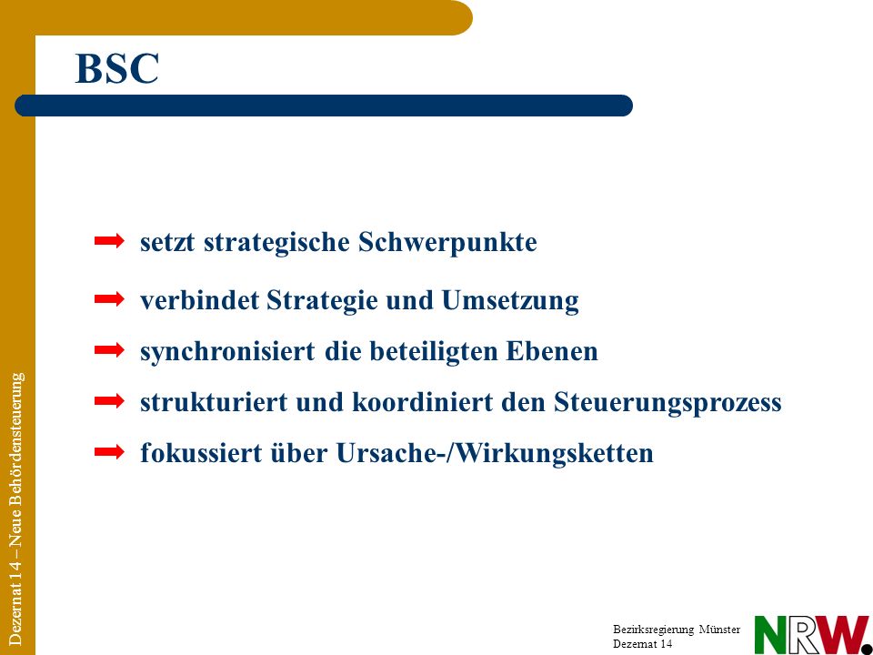 BSC setzt strategische Schwerpunkte verbindet Strategie und Umsetzung
