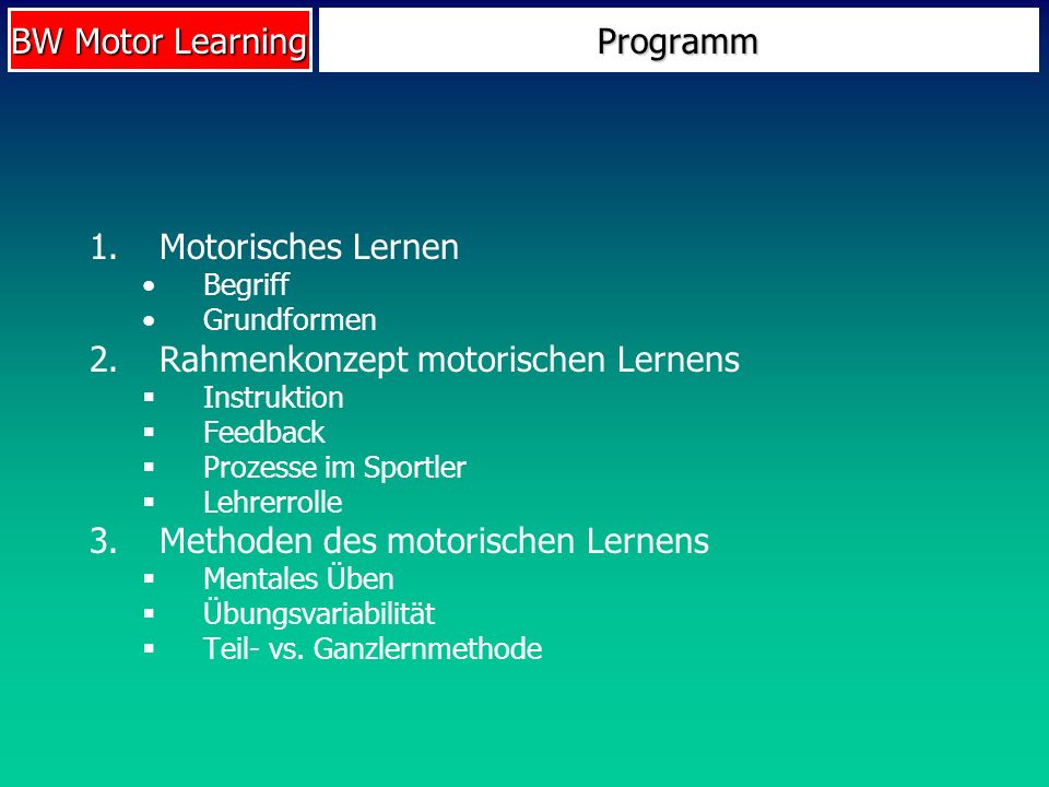 Rahmenkonzept motorischen Lernens