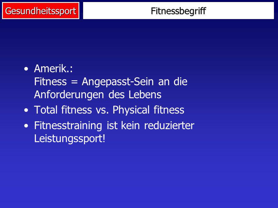 Amerik.: Fitness = Angepasst-Sein an die Anforderungen des Lebens