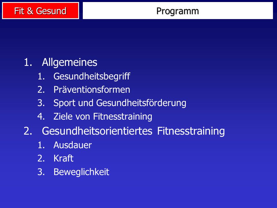 Gesundheitsorientiertes Fitnesstraining