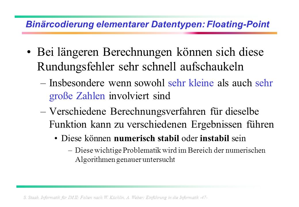 Binärcodierung elementarer Datentypen: Floating-Point