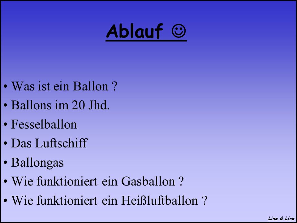 Ablauf  Was ist ein Ballon Ballons im 20 Jhd. Fesselballon