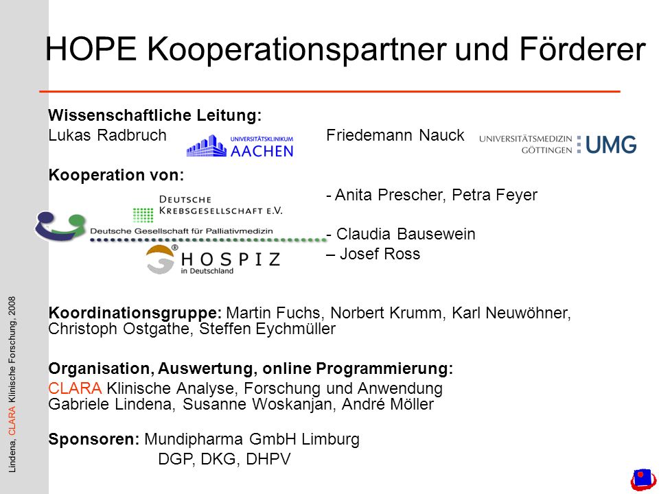 HOPE Kooperationspartner und Förderer
