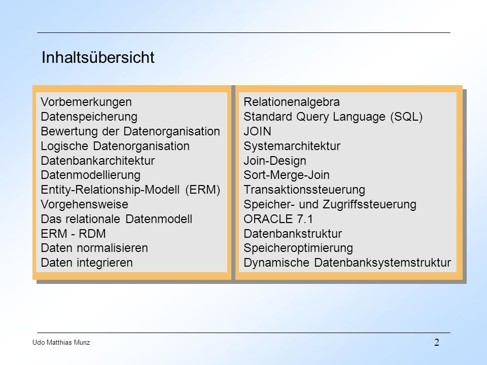 Inhaltsübersicht Vorbemerkungen Datenspeicherung