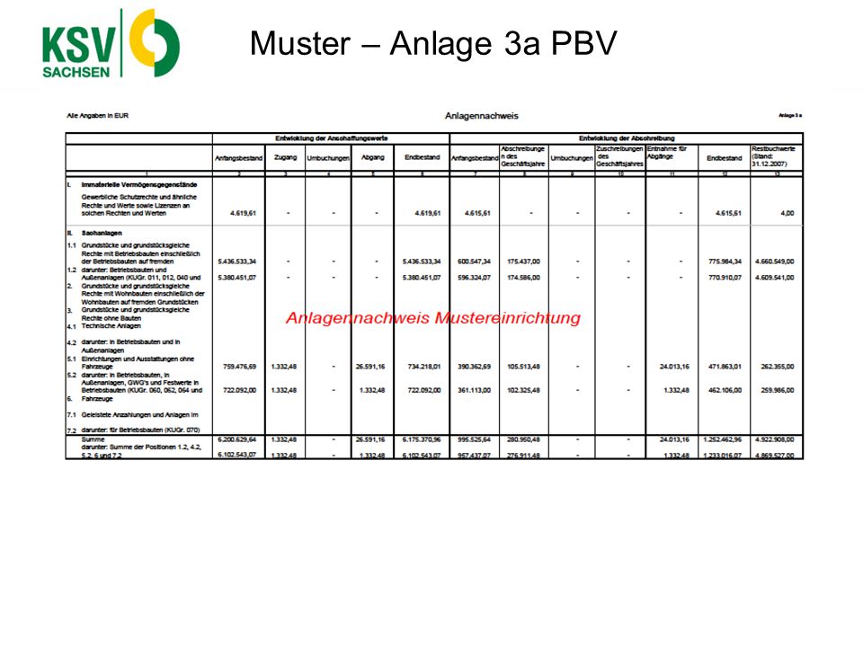 Muster – Anlage 3a PBV