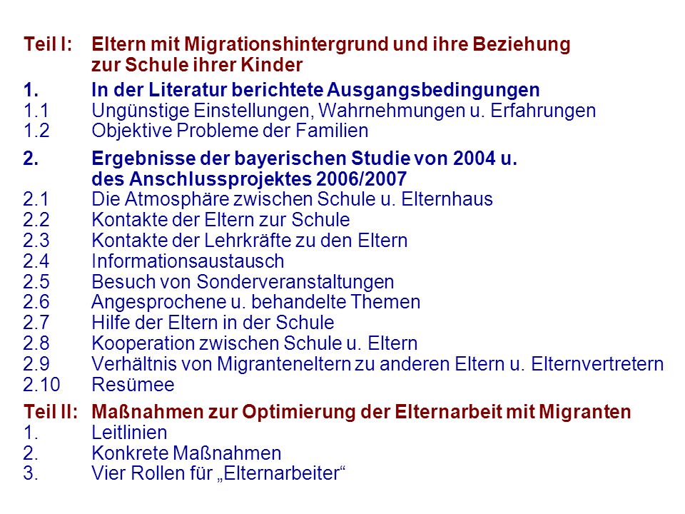 Teil I:. Eltern mit Migrationshintergrund und ihre Beziehung