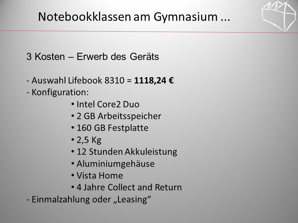 Notebookklassen am Gymnasium ...