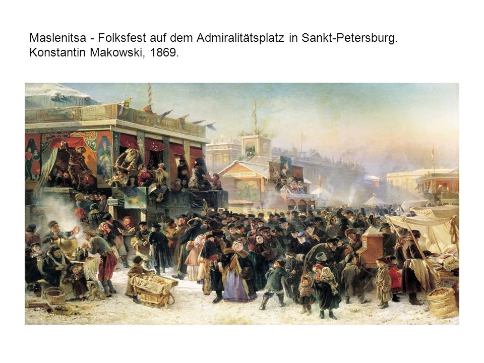 Maslenitsa - Folksfest auf dem Admiralitätsplatz in Sankt-Petersburg