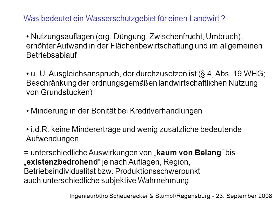 Was bedeutet ein Wasserschutzgebiet für einen Landwirt