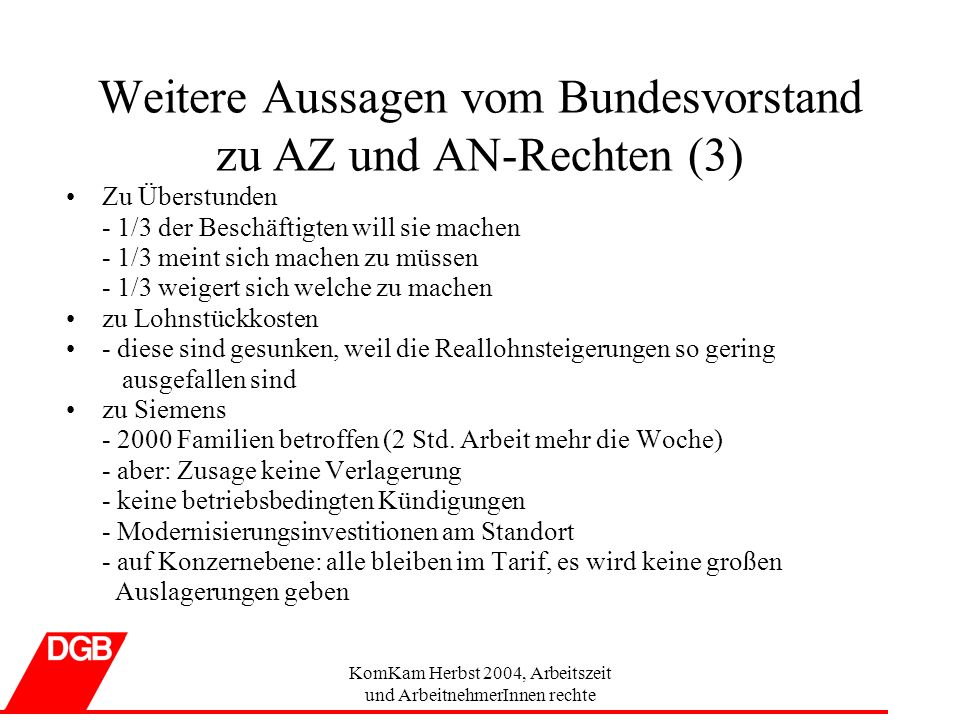 Weitere Aussagen vom Bundesvorstand zu AZ und AN-Rechten (3)
