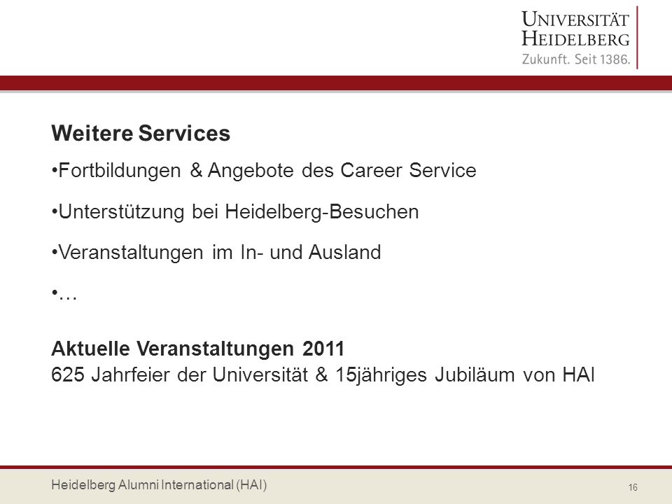 Weitere Services Fortbildungen & Angebote des Career Service