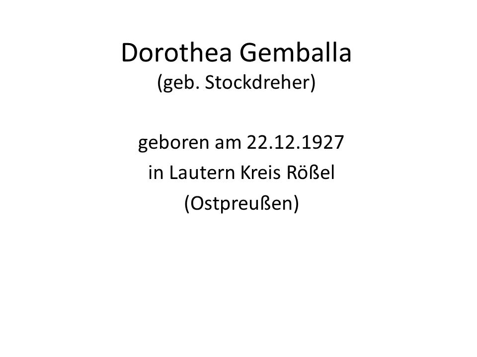 Dorothea Gemballa (geb. Stockdreher)