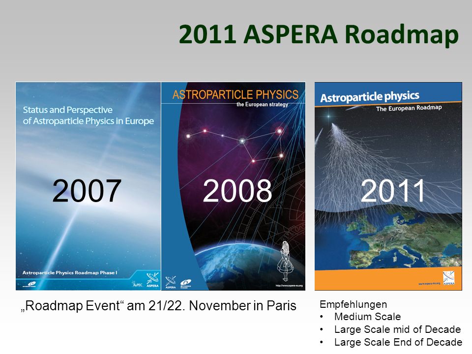 2011 ASPERA Roadmap „Roadmap Event am 21/22. November in Paris. Empfehlungen.