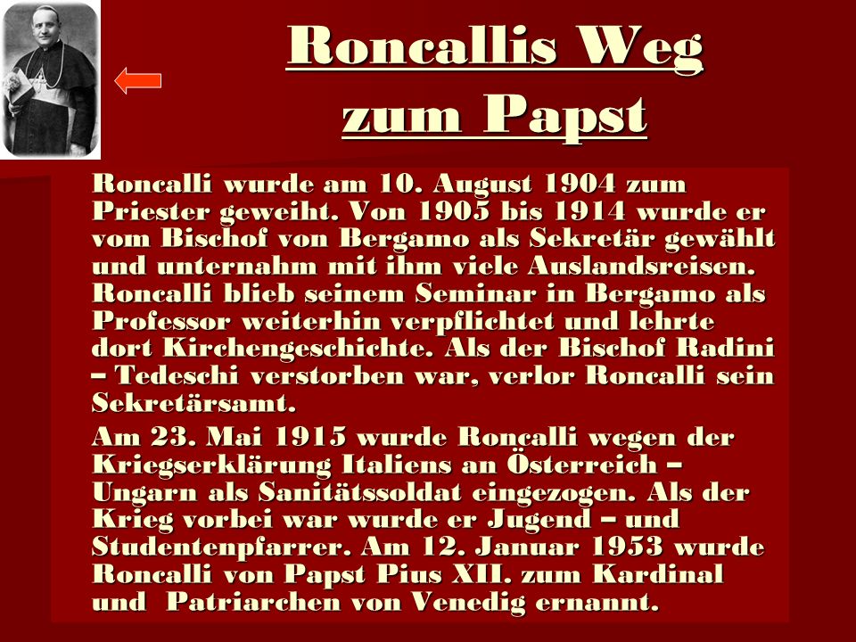 Roncallis Weg zum Papst