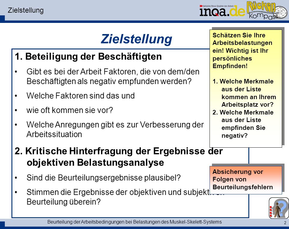 Zielstellung 1. Beteiligung der Beschäftigten