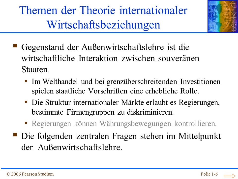 Themen der Theorie internationaler Wirtschaftsbeziehungen