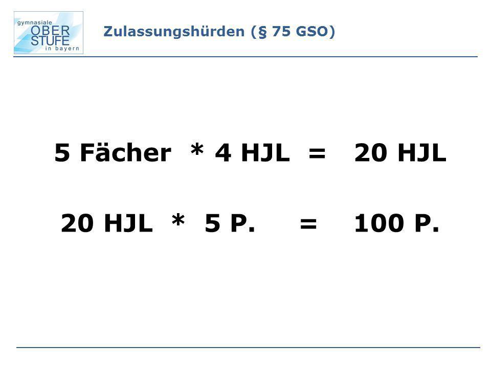 5 Fächer * 4 HJL = 20 HJL 20 HJL * 5 P. = 100 P.