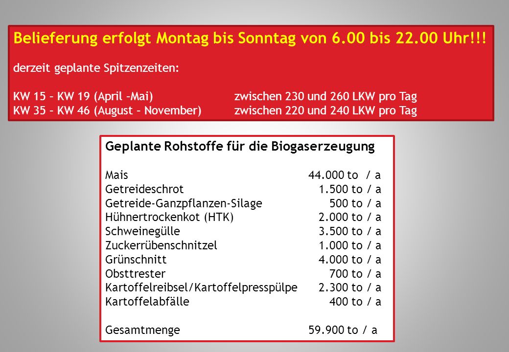 Belieferung erfolgt Montag bis Sonntag von 6.00 bis Uhr!!!