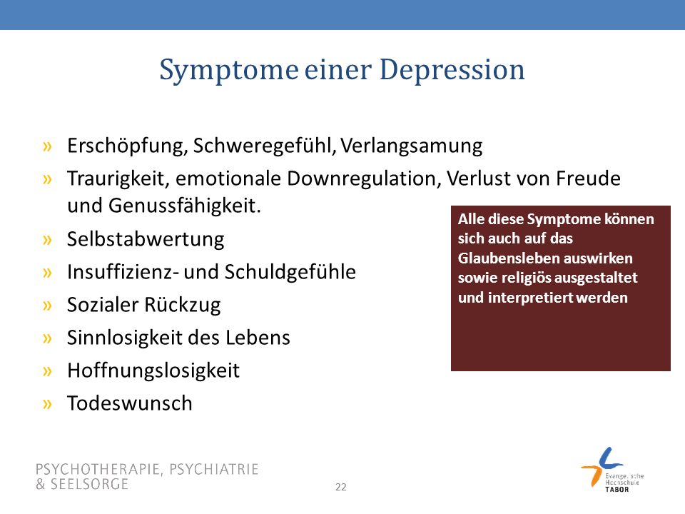 Symptome einer Depression