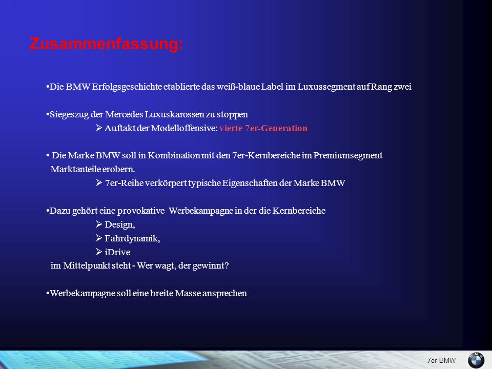 Zusammenfassung: Die BMW Erfolgsgeschichte etablierte das weiß-blaue Label im Luxussegment auf Rang zwei.