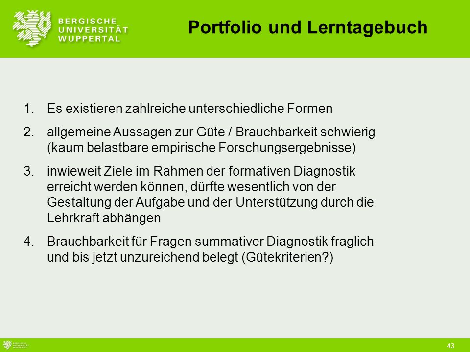 Portfolio und Lerntagebuch