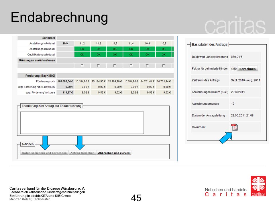 Endabrechnung Nach erfolgter Überprüfung und Speicherung der Daten…. … kann der Antrag freigegeben werden …