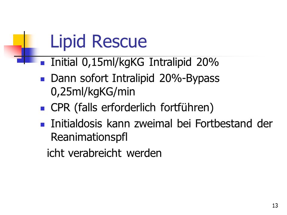 Lipid Rescue Initial 0,15ml/kgKG Intralipid 20%