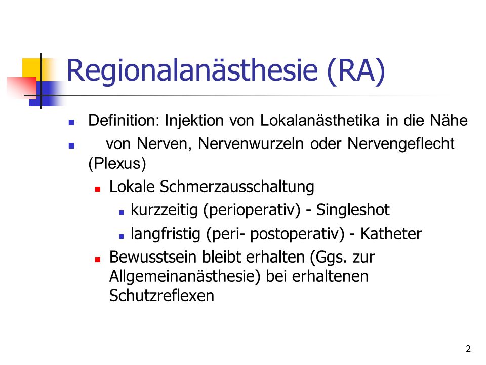 Regionalanästhesie (RA)