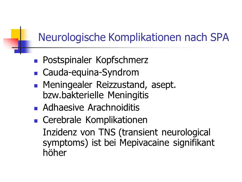 Neurologische Komplikationen nach SPA